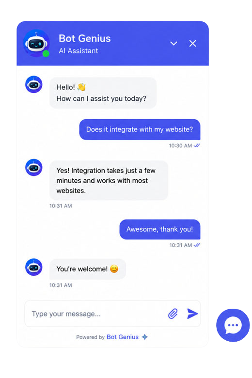 Website live chat widget by BotGenius